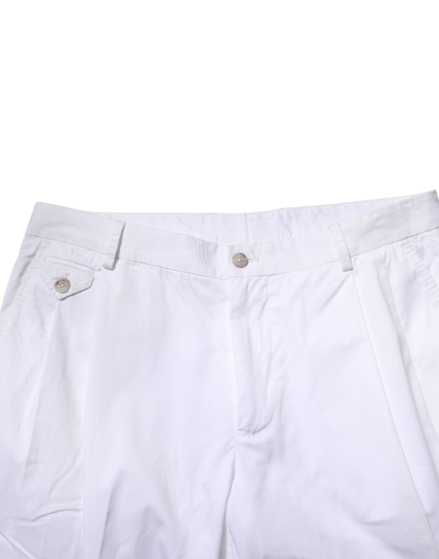 Dolce & Gabbana White Cotton Dress Slim Formal Trouser Pants
