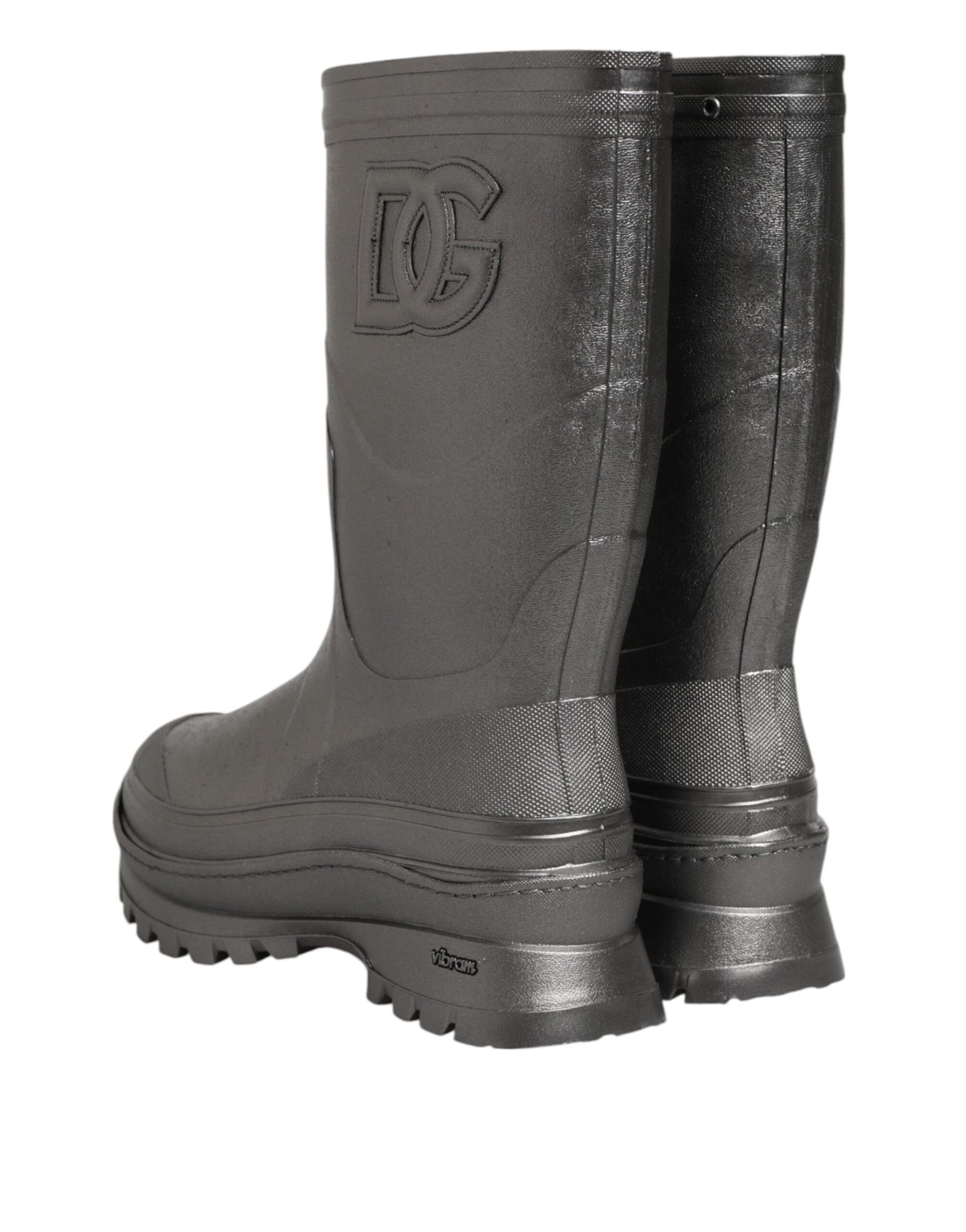 Dolce & Gabbana Black Argento Pull On Rain Boots Shoes