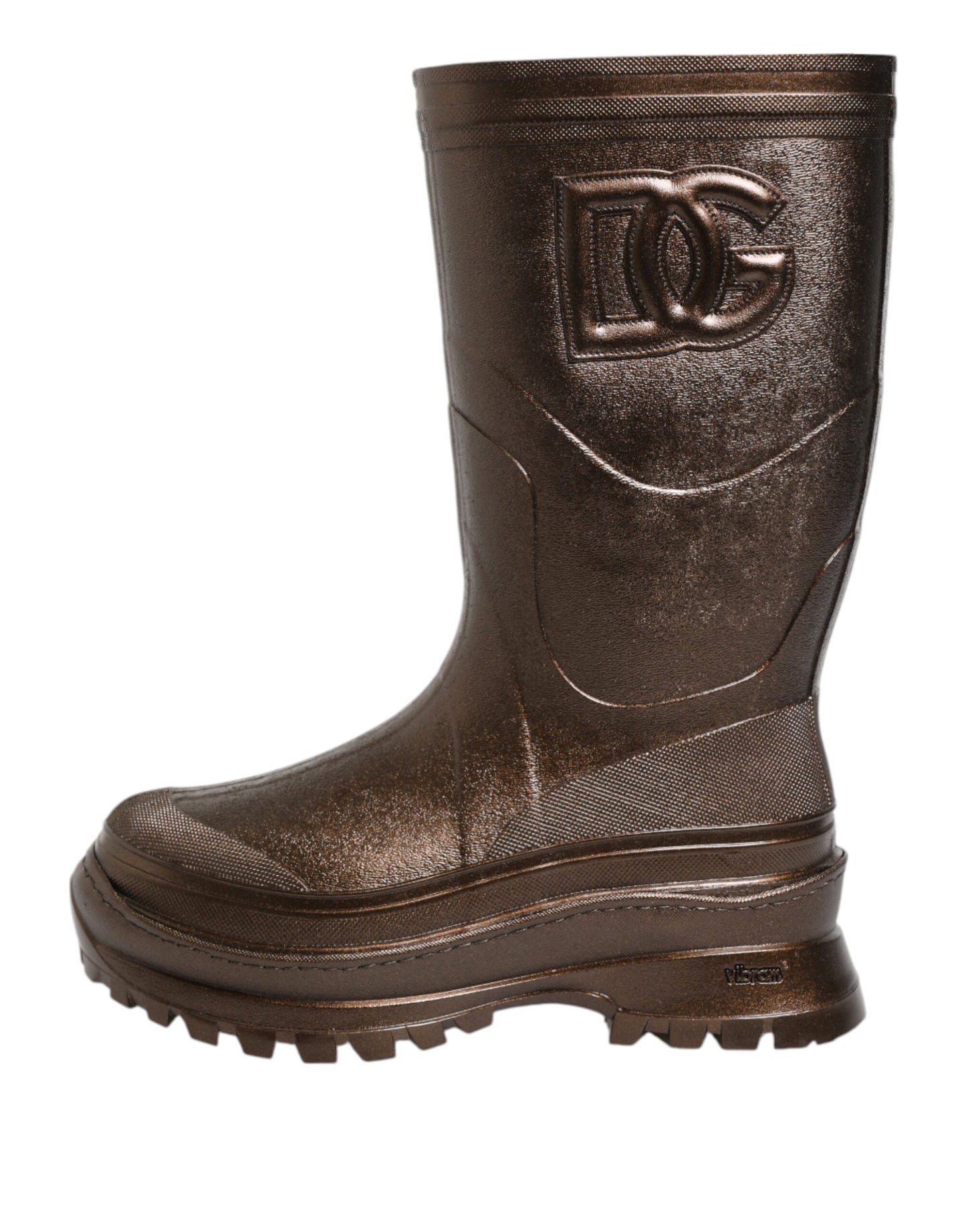 Dolce & Gabbana Metallic Bronze Pull On Rain Boots Shoes