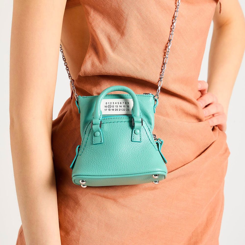 Maison Margiela Light Blue Goat Leather Women Shoulder Bag