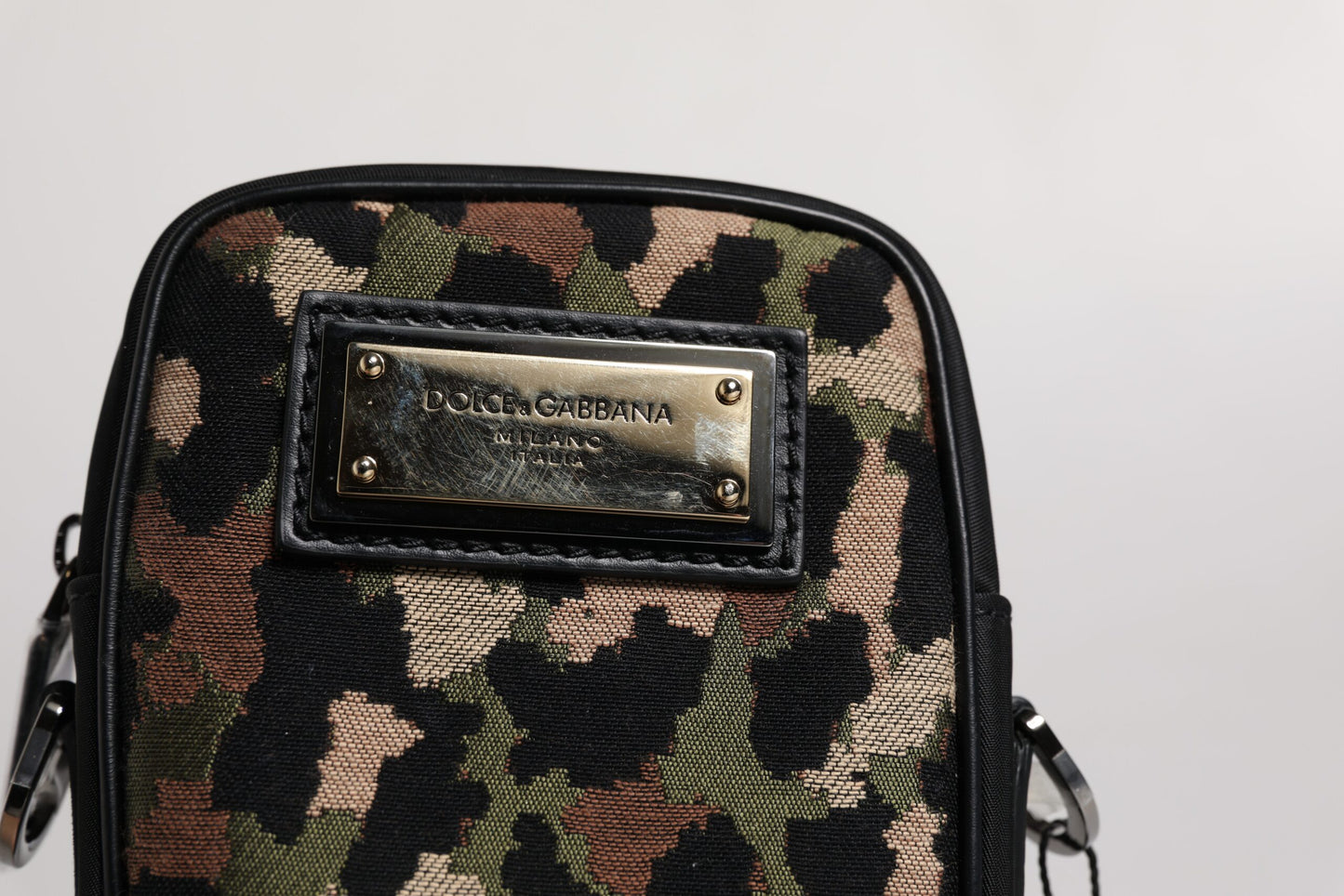 Dolce & Gabbana Multicolor Leopard Jacquard Logo Plaque Neck Strap Bag
