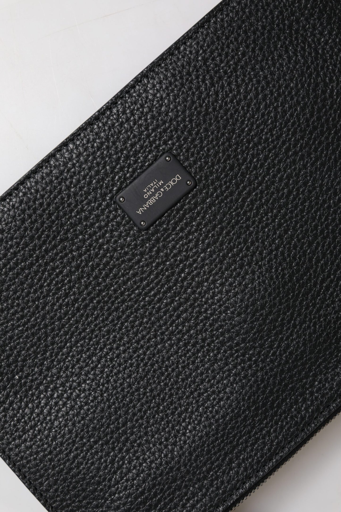 Dolce & Gabbana Black Leather Logo Embossed Waist Fanny Pack Bag