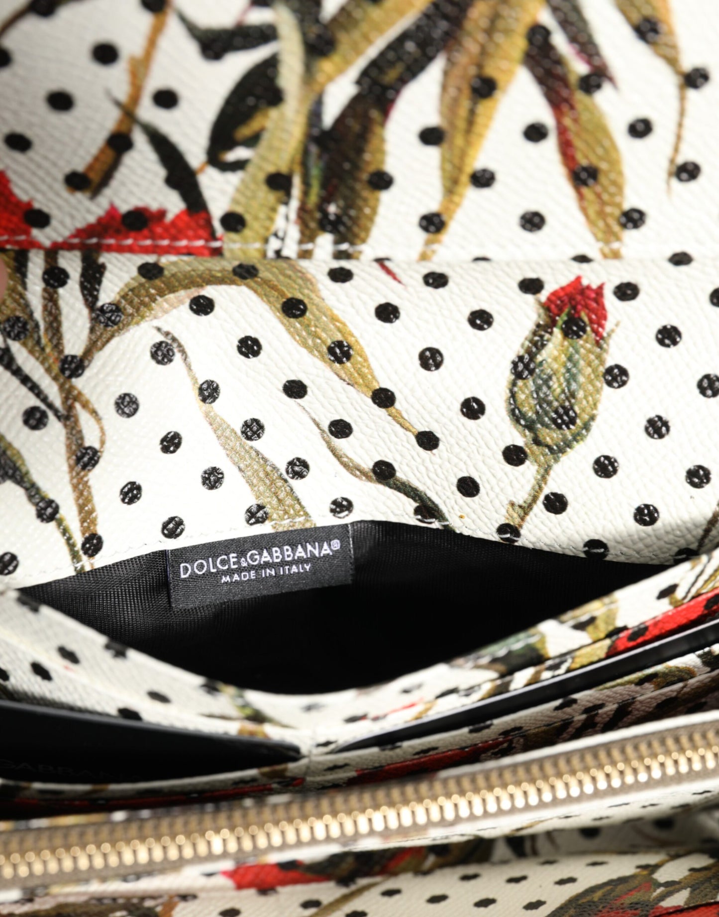 Dolce & Gabbana Black Leather Logo Plaque Card Holder Trifold Wallet