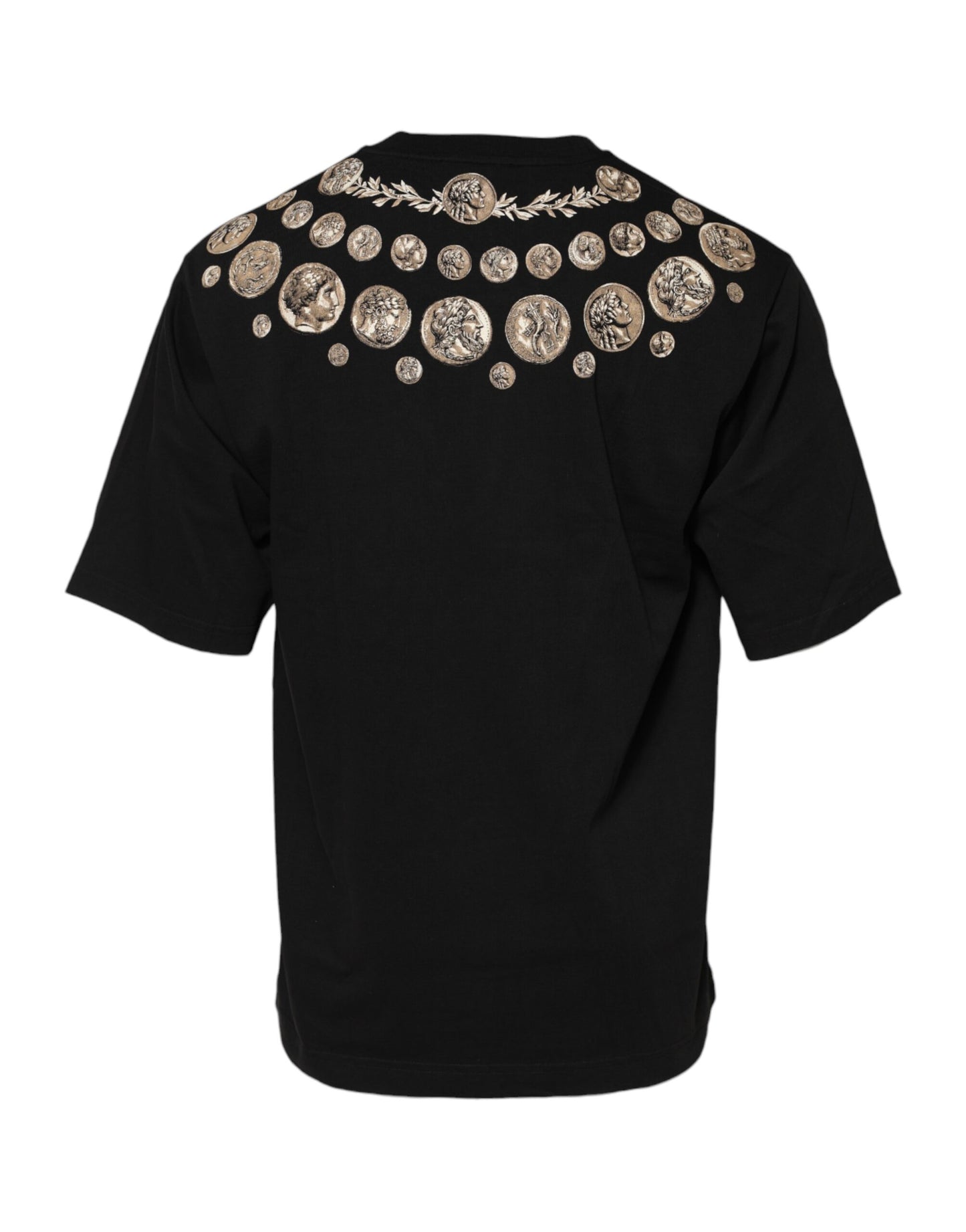 Dolce & Gabbana Black Coin Print Cotton Crew Neck T-shirt
