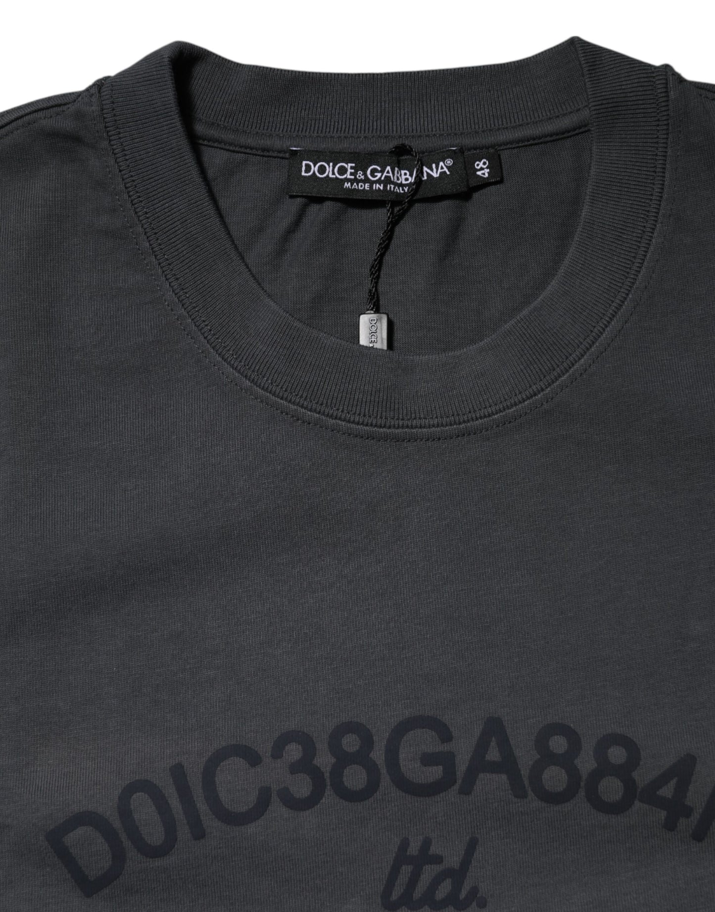 Dolce & Gabbana Gray Logo Graphic Cotton Crew Neck T-shirt