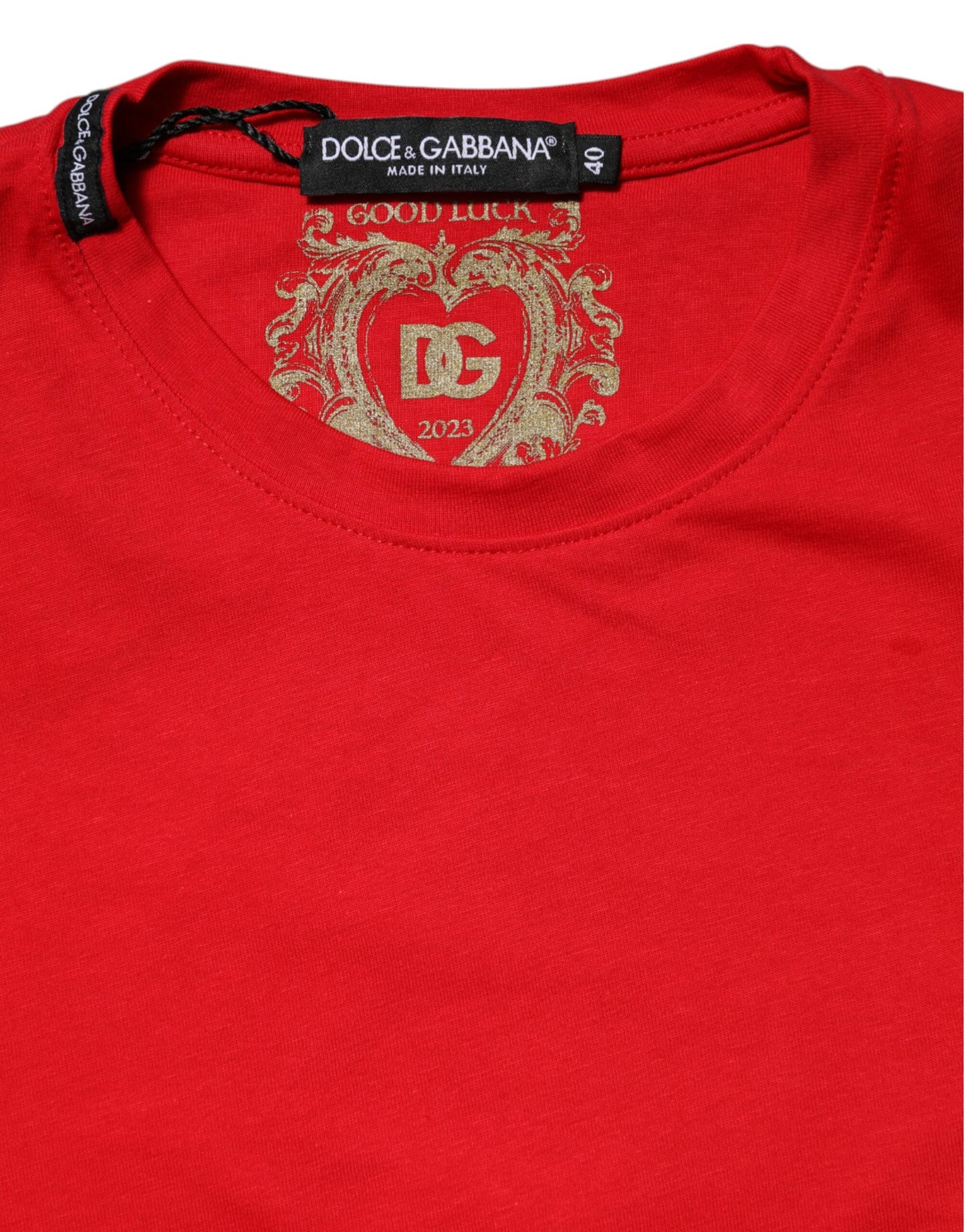 Dolce & Gabbana Red Crew Neck Short Sleeve Casual Tee T-shirt