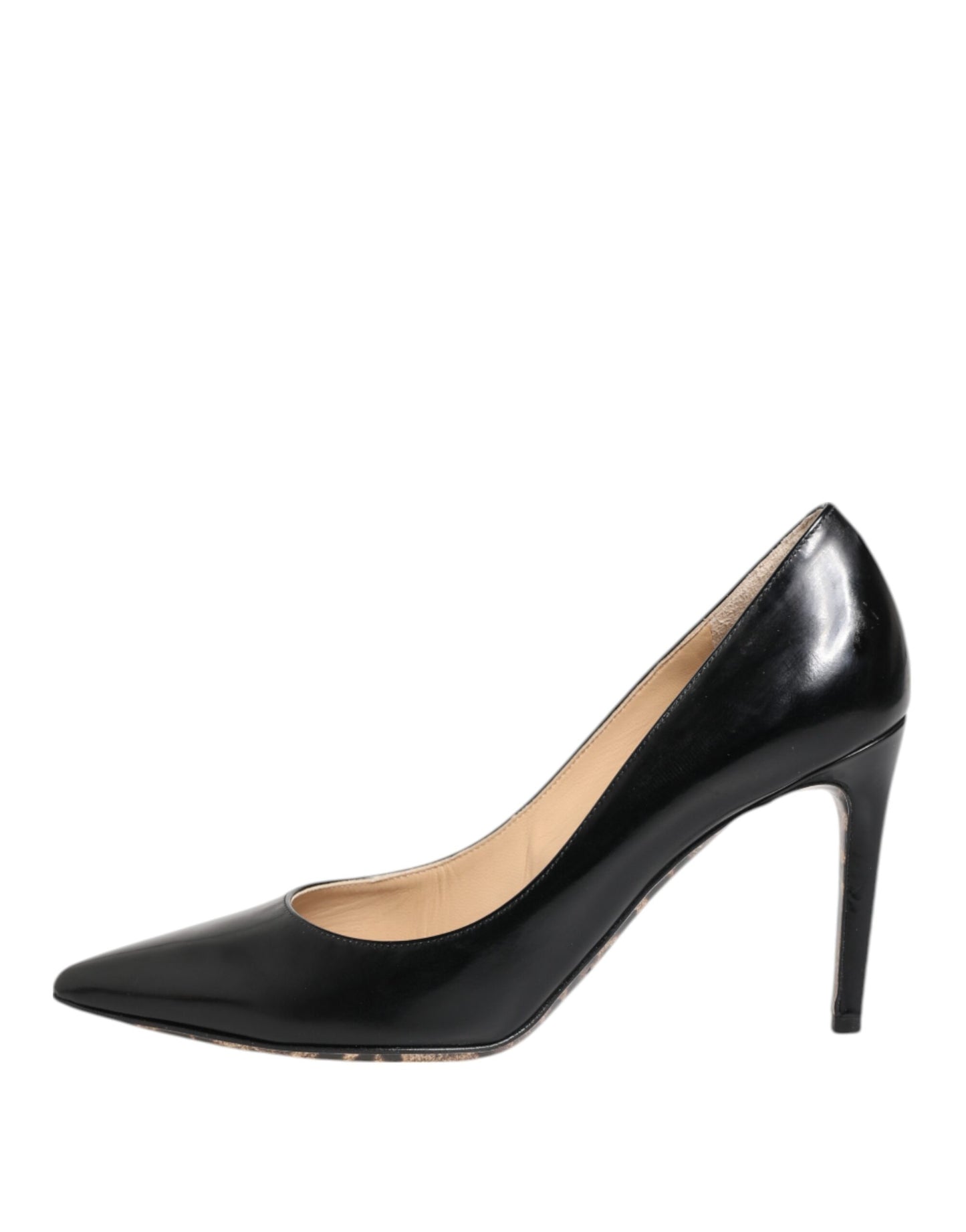 Dolce & Gabbana Black Calf Leather Stiletto Heels Pumps Shoes