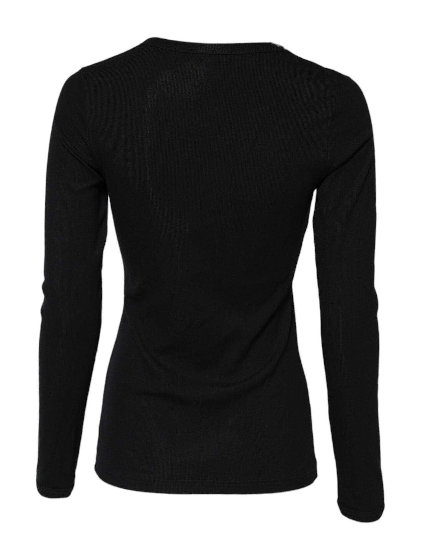 Dolce & Gabbana Black Cotton Knit Round Neck Long Sleeves T-shirt