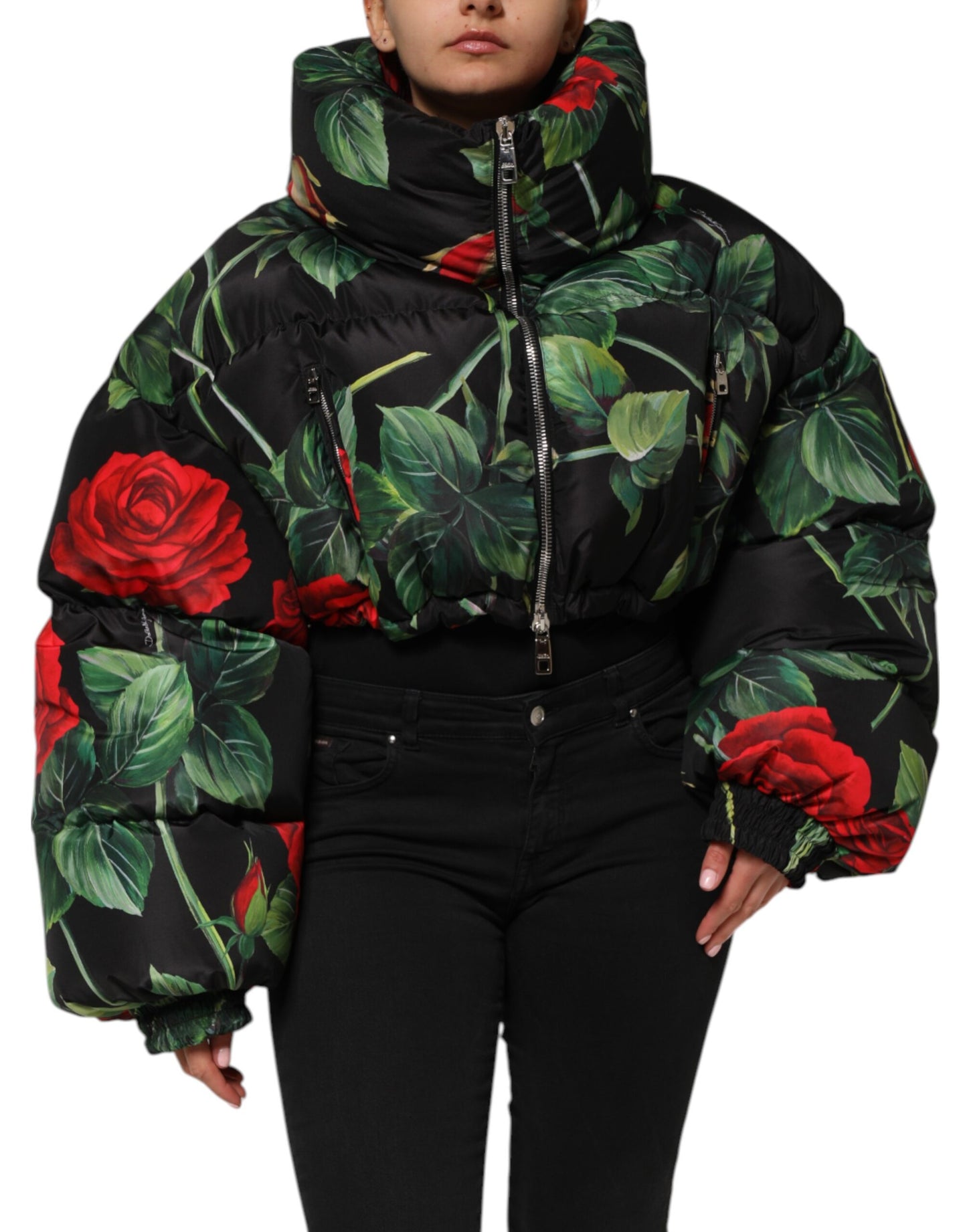 Dolce & Gabbana Multicolor Floral Puffer Coat Full Zip Jacket