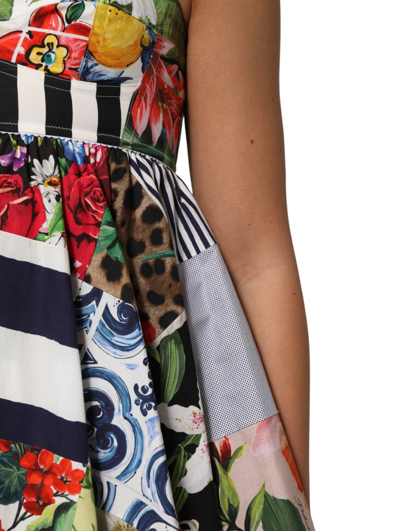 Dolce & Gabbana Multicolor Patchwork Cotton AlineMini Dress