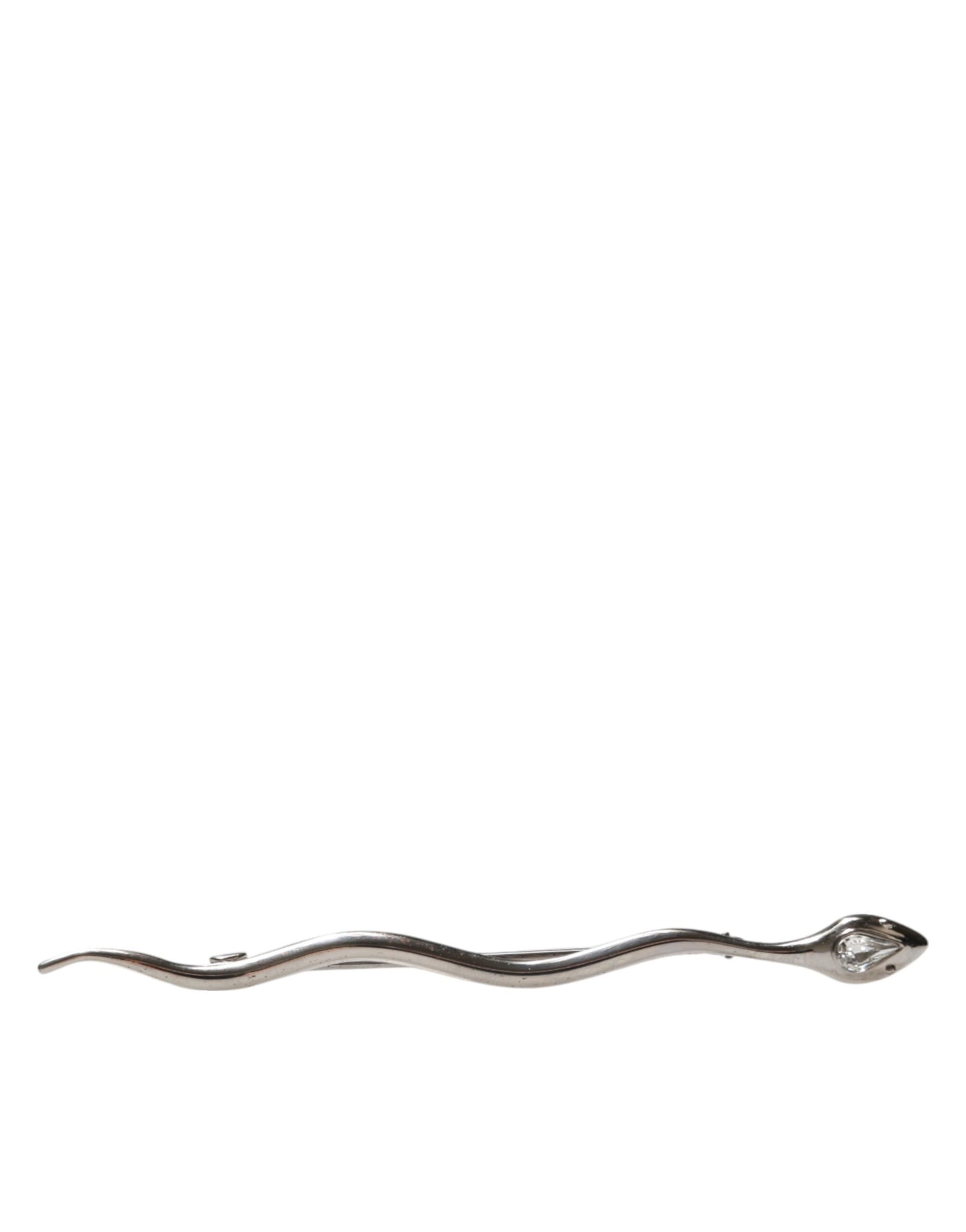 Dolce & Gabbana Silver Brass Crystal Spilla Serpente Mens Brooch Pin