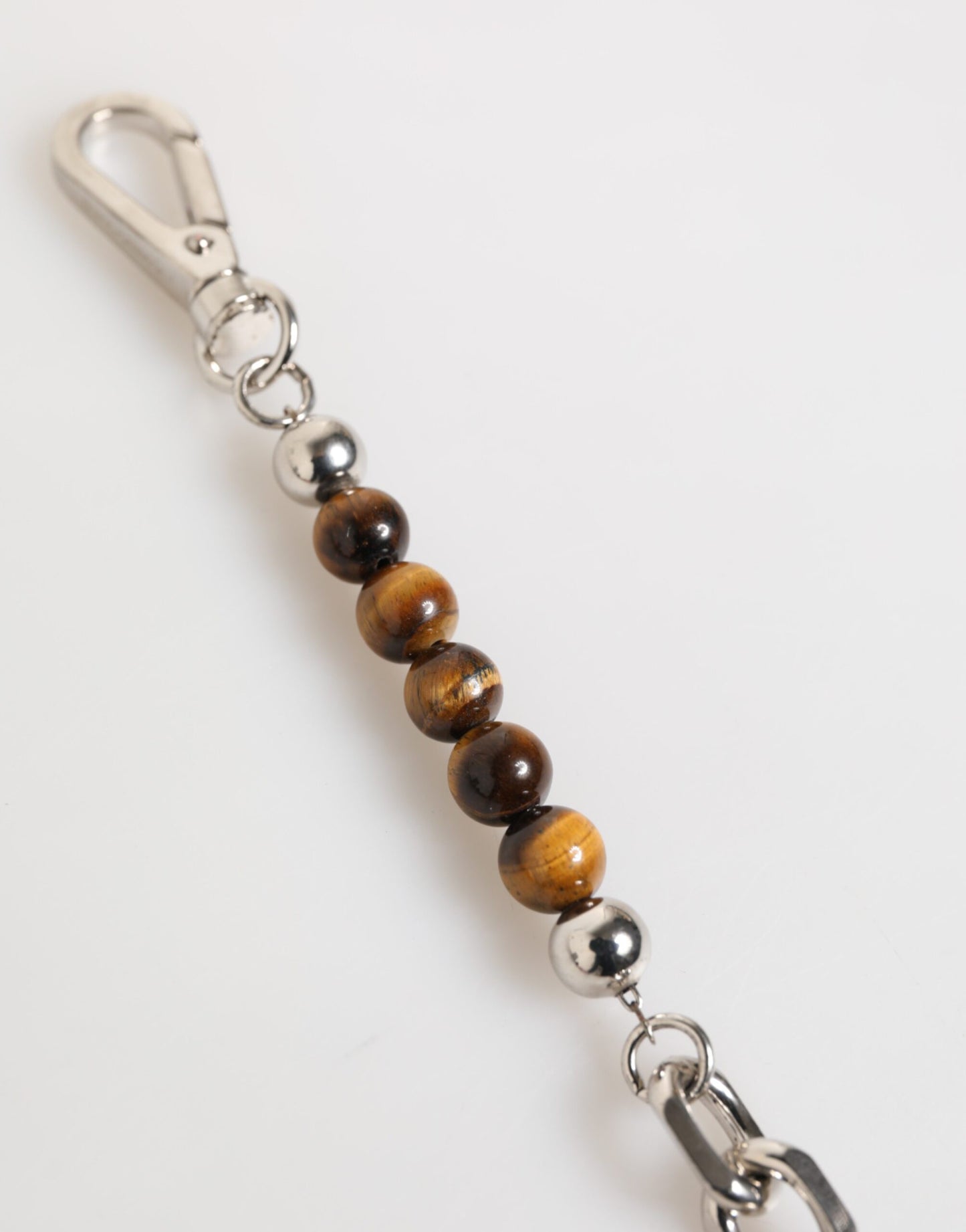 Dolce & Gabbana Silver Chain Brass Beaded Lobster Clasp Logo Men Bracelet