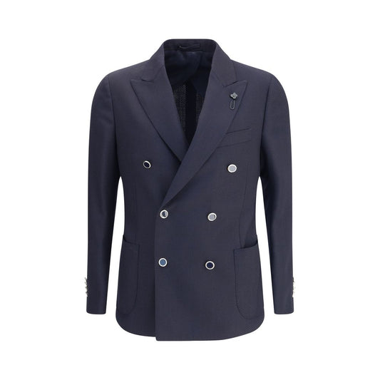 Lardini Blue Fleece Wool Blazer