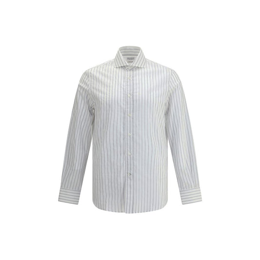 Brunello Cucinelli White Cotton Pattern Shirt