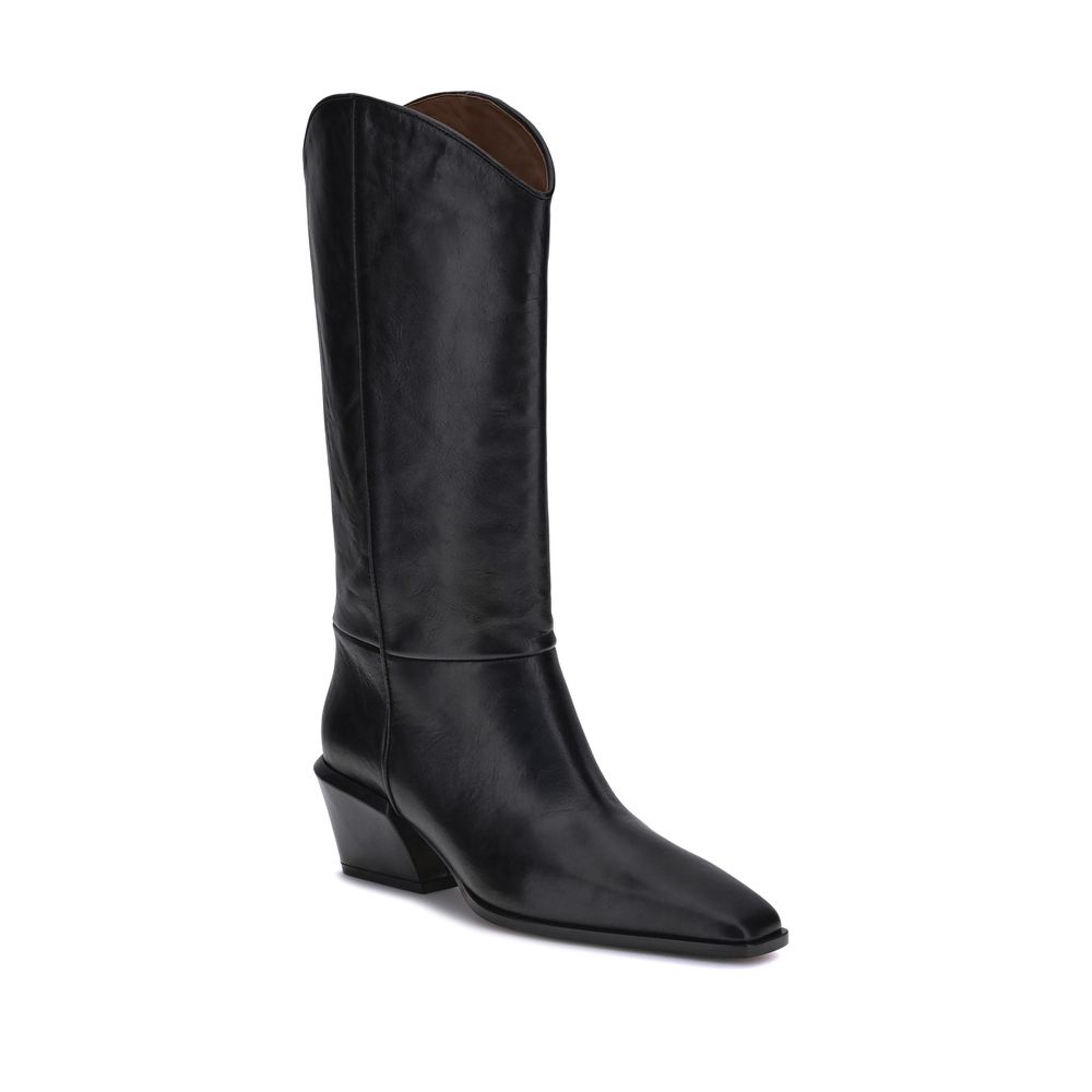 Paris Texas Black Calf Leather Bos Taurus Ankle Boots