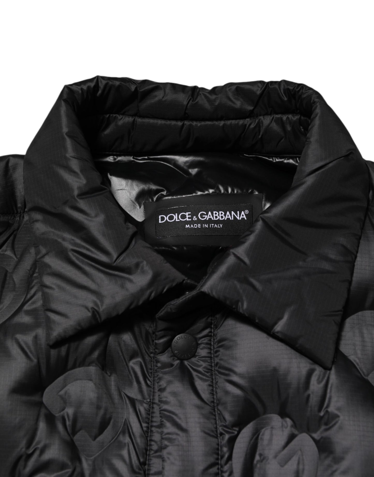 Dolce & Gabbana Black Quilted DG Logo Nylon Puffer Jacket