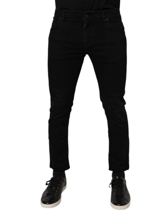 Dolce & Gabbana Black Cotton Skinny Jeans Men Trouser Pants