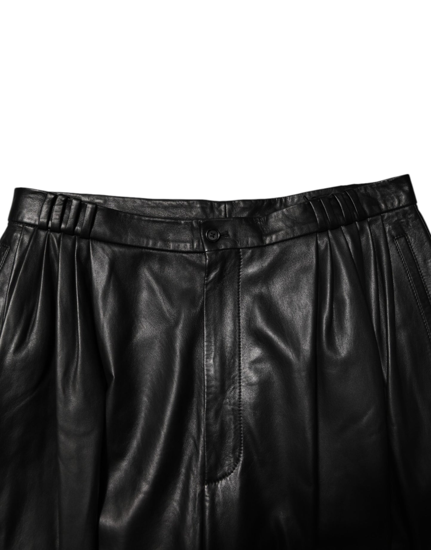 Dolce & Gabbana Black Lamb Leather Trousers Men Pants