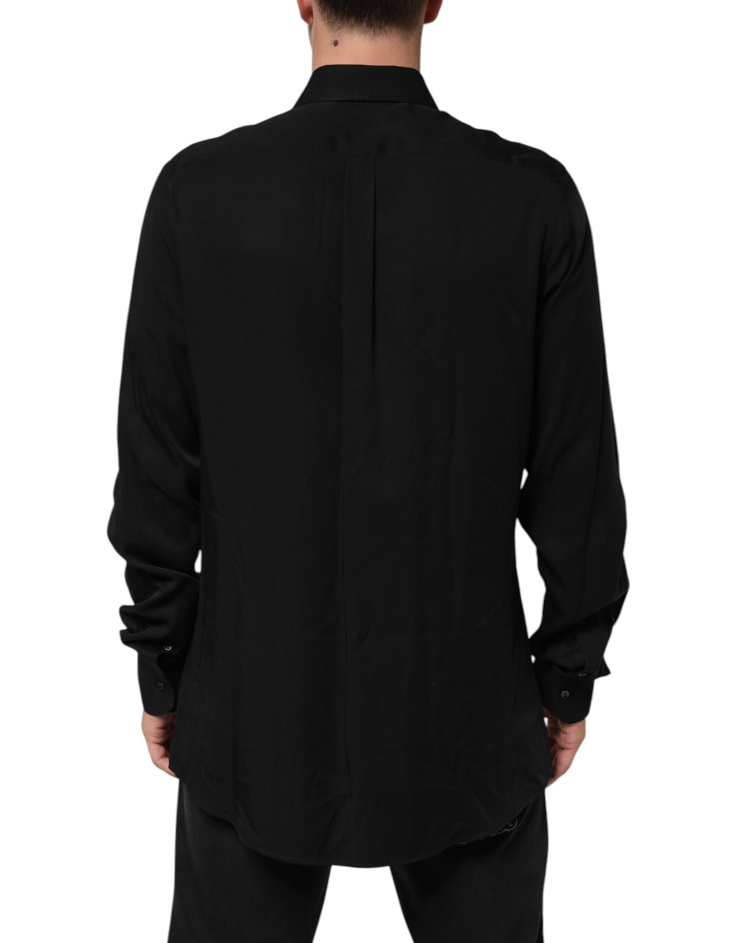 Dolce & Gabbana Black Viscose Long Sleeve Formal Dress Shirt