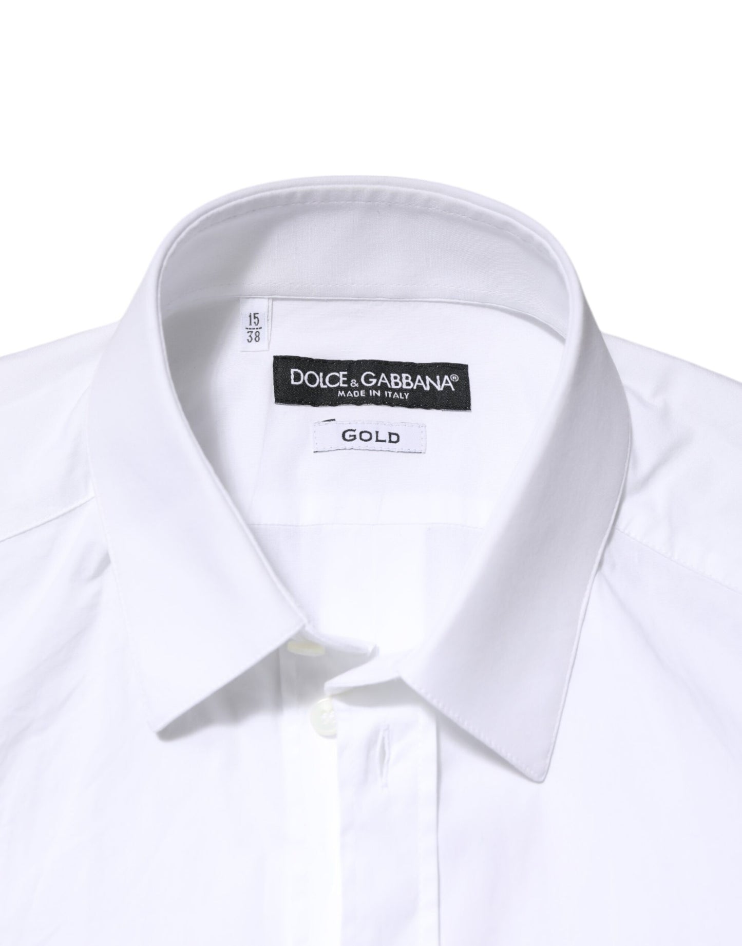 Dolce & Gabbana White GOLD Cotton Long Sleeves Dress Men Shirt
