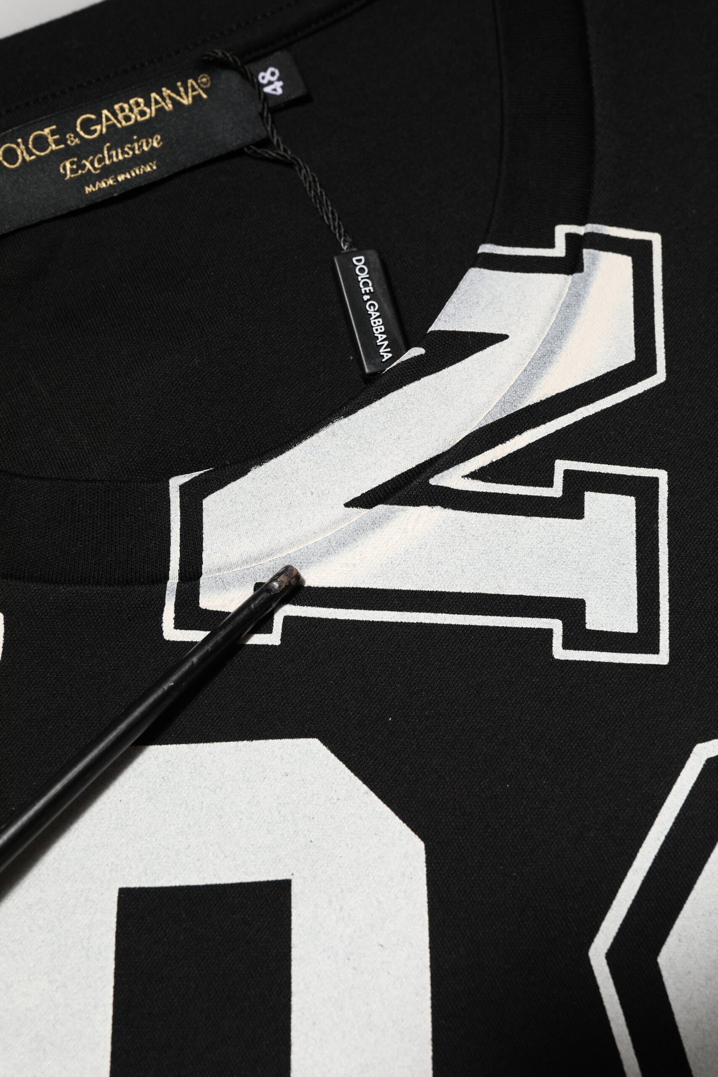 Dolce & Gabbana Black Cotton Letter Print Short Sleeve T-shirt