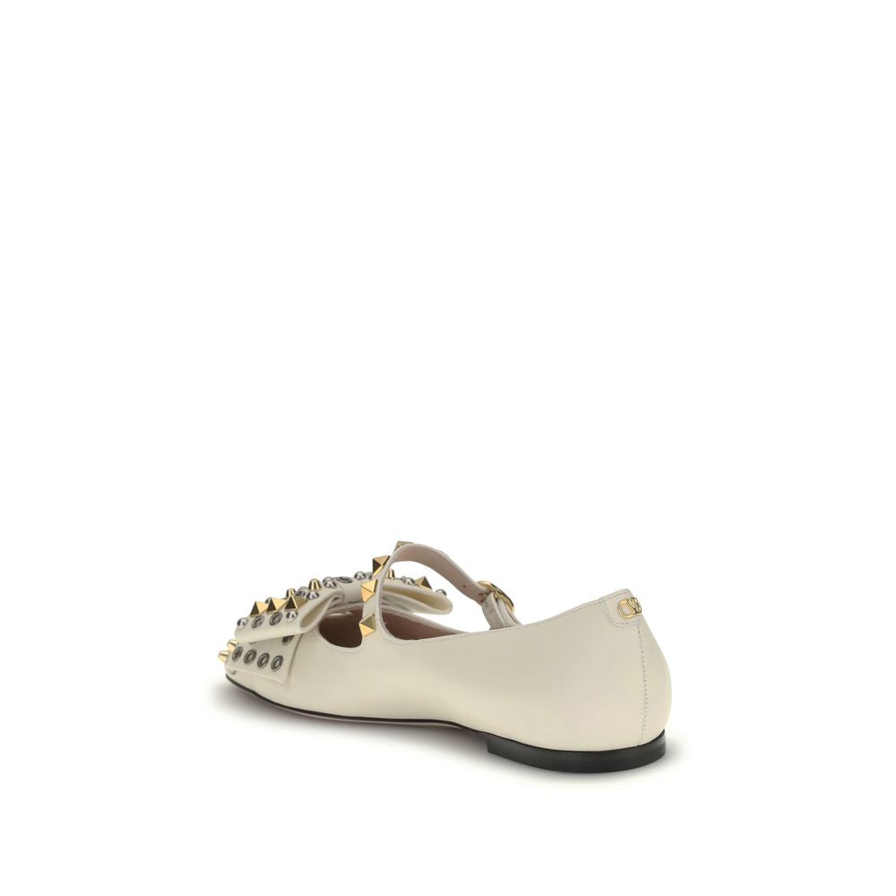Valentino Garavani Cream Goatskin Ballet Flats