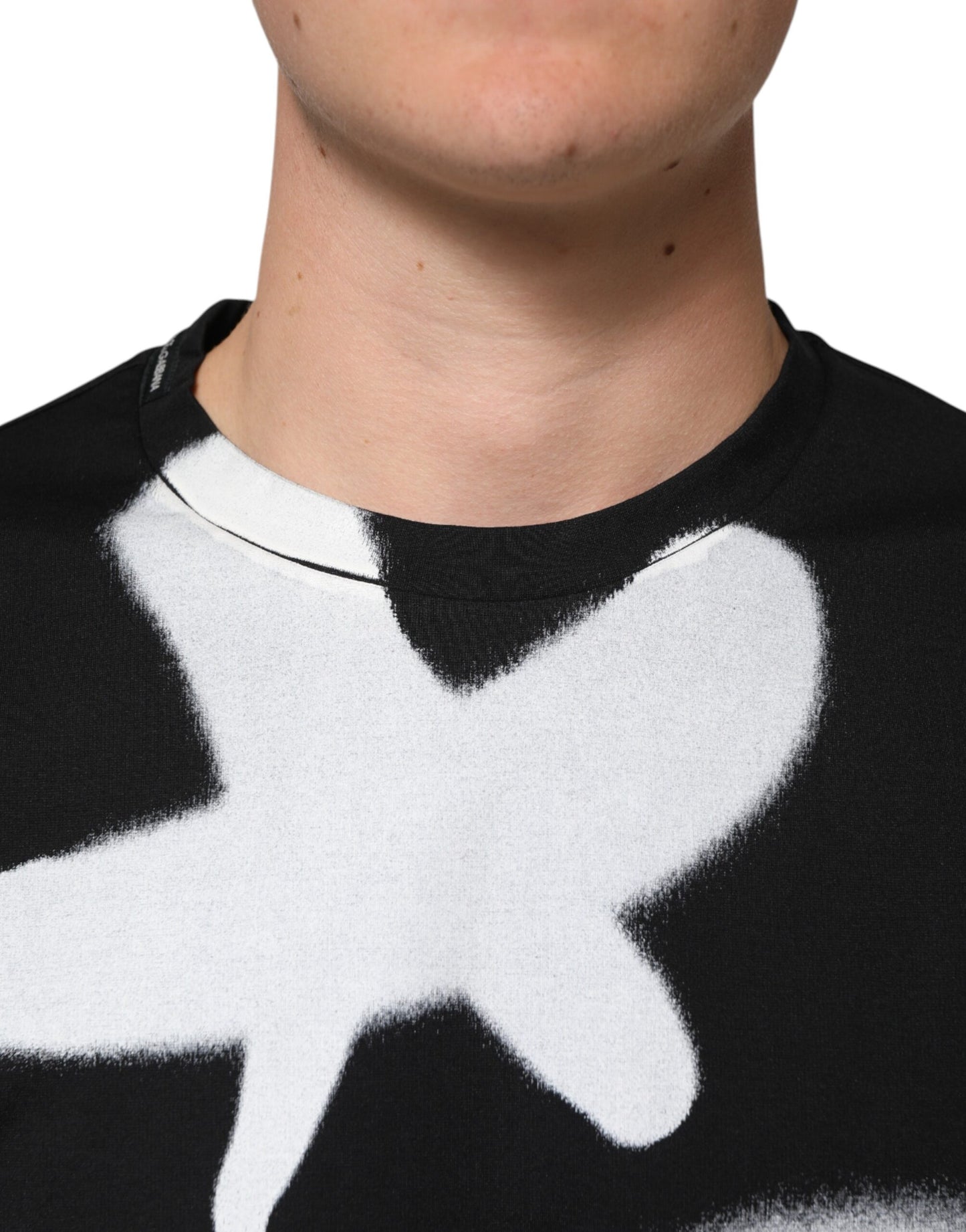 Dolce & Gabbana Black Cotton DG Logo Graffiti Short Sleeve T-shirt