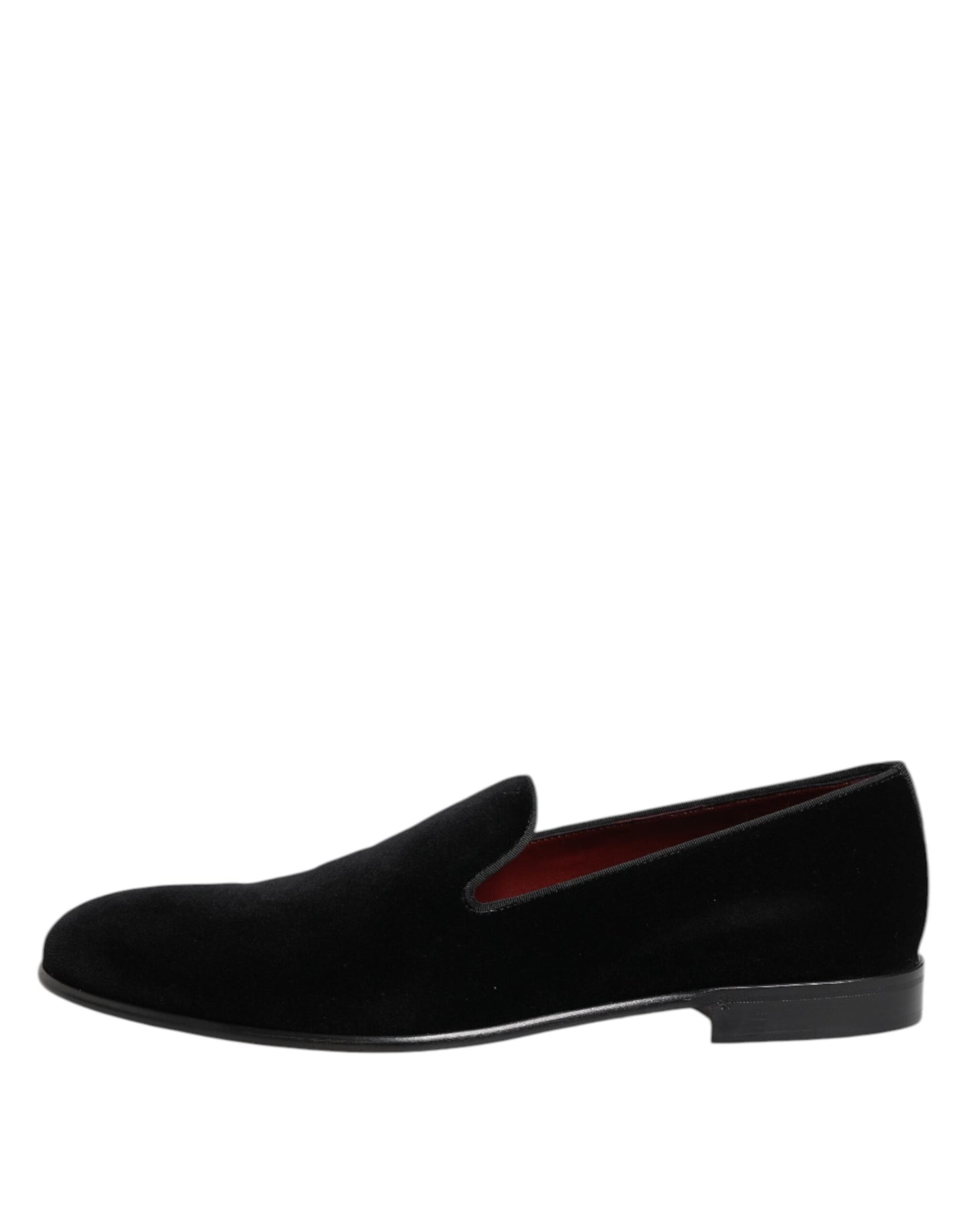 Dolce & Gabbana Black Velvet Slip On Men Loafers Formal Shoes