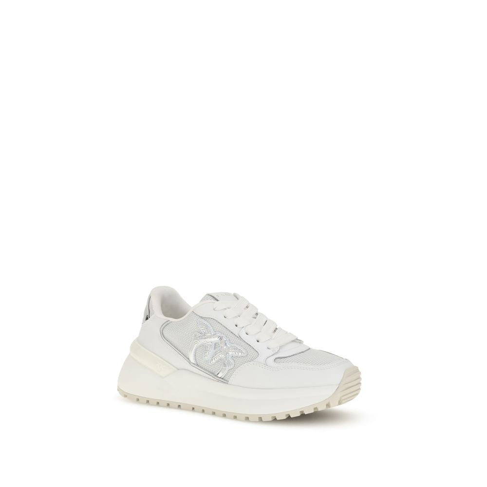 PINKO White Calf Leather Bos Taurus Chunky Sneakers