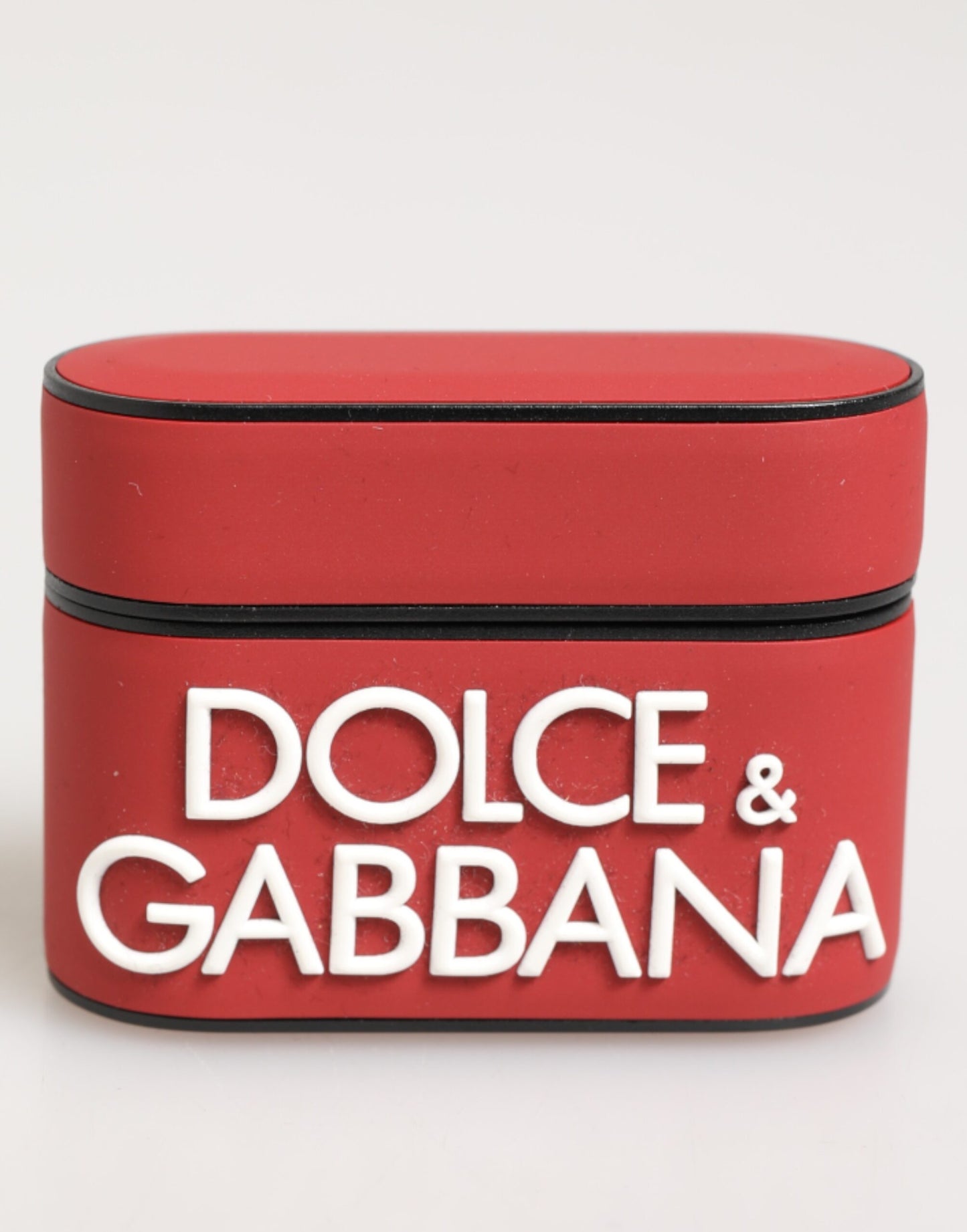 Dolce & Gabbana Red White Silicone Embossed Logo Accessory Airpods Case