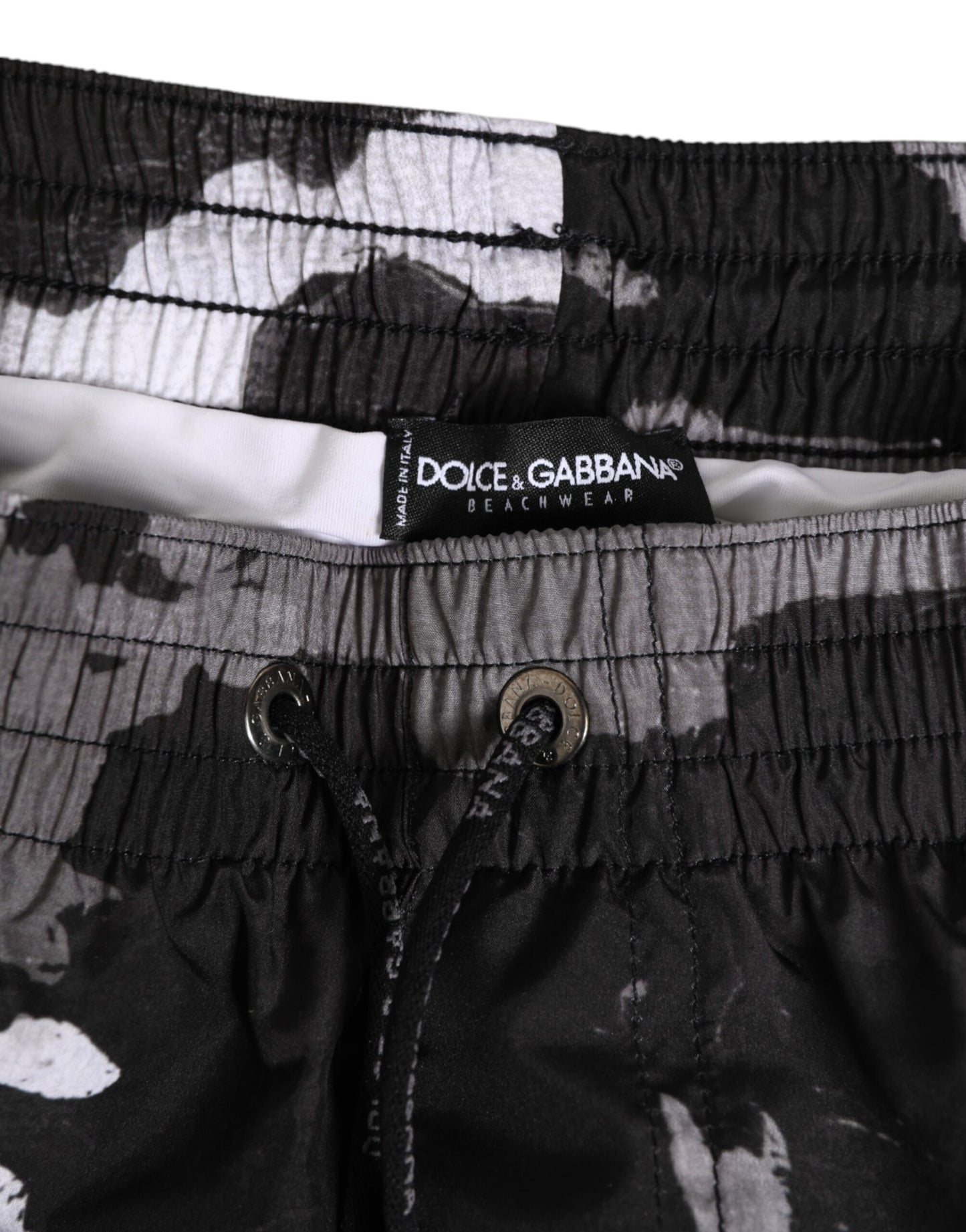 Dolce & Gabbana Black White Camouflage DG Logo Men Swimwear