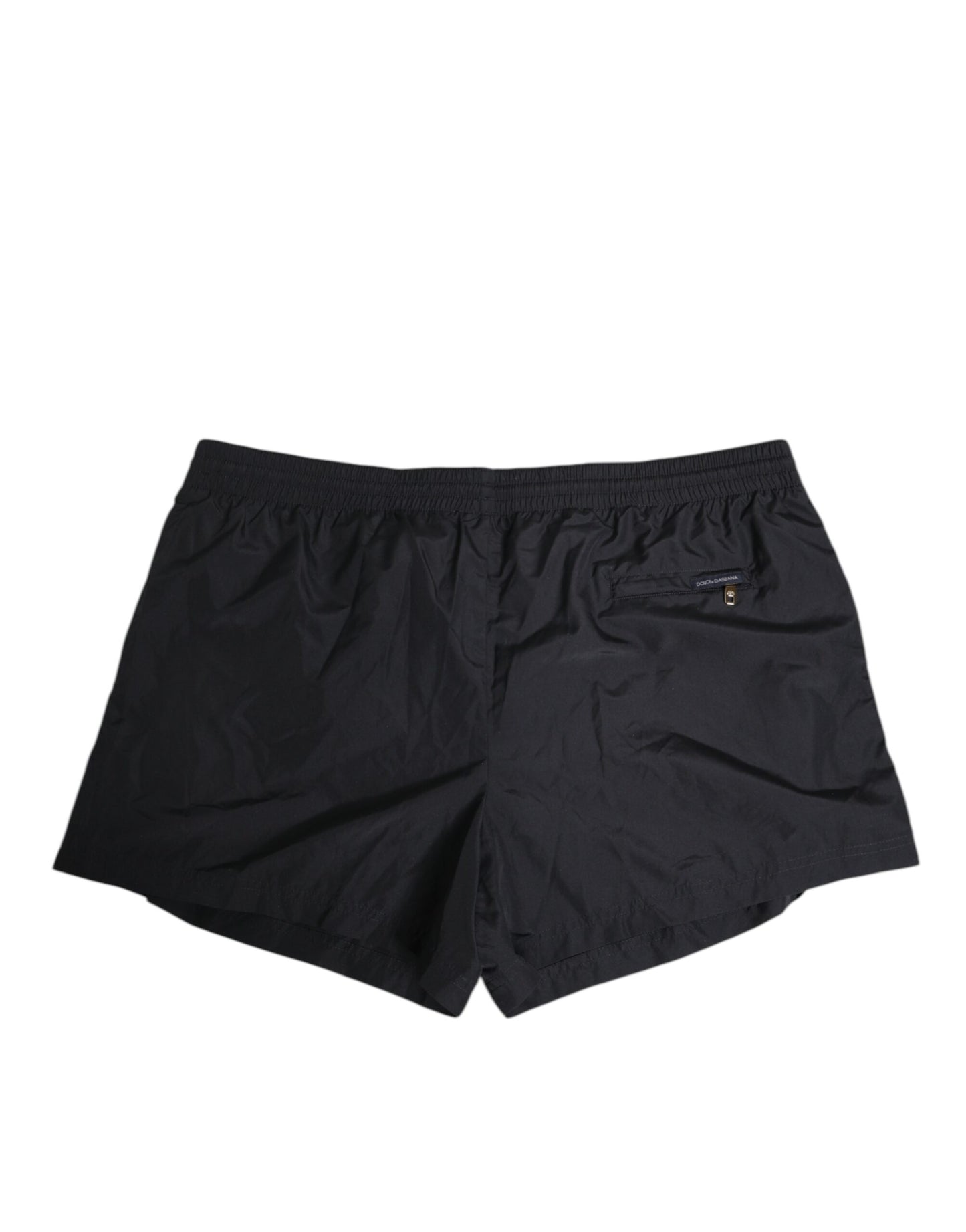 Dolce & Gabbana Black Nylon Side Logo Tape Shorts Swimwear