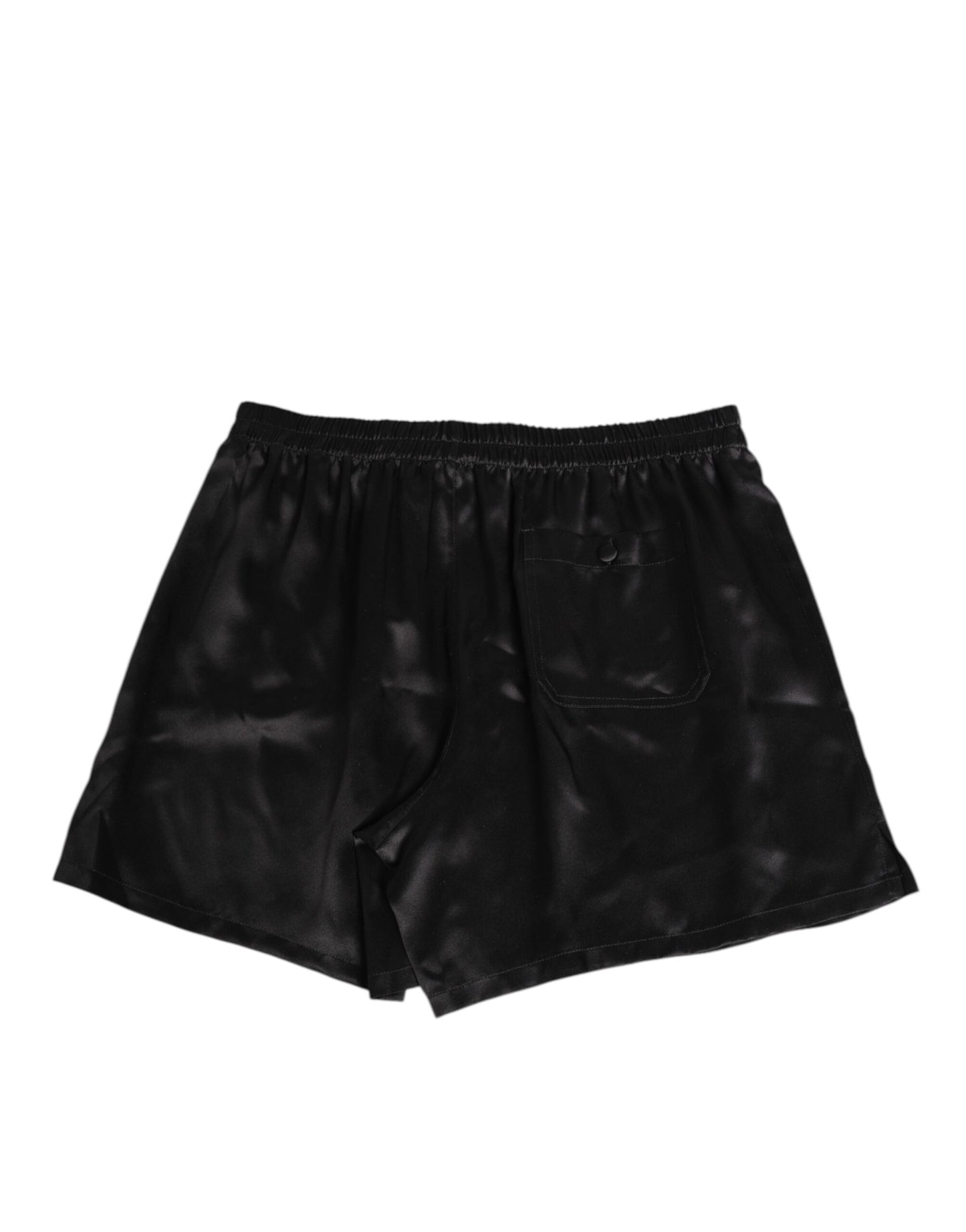 Dolce & Gabbana Black Silk Satin Elastic Men Boxer Short Swimwear