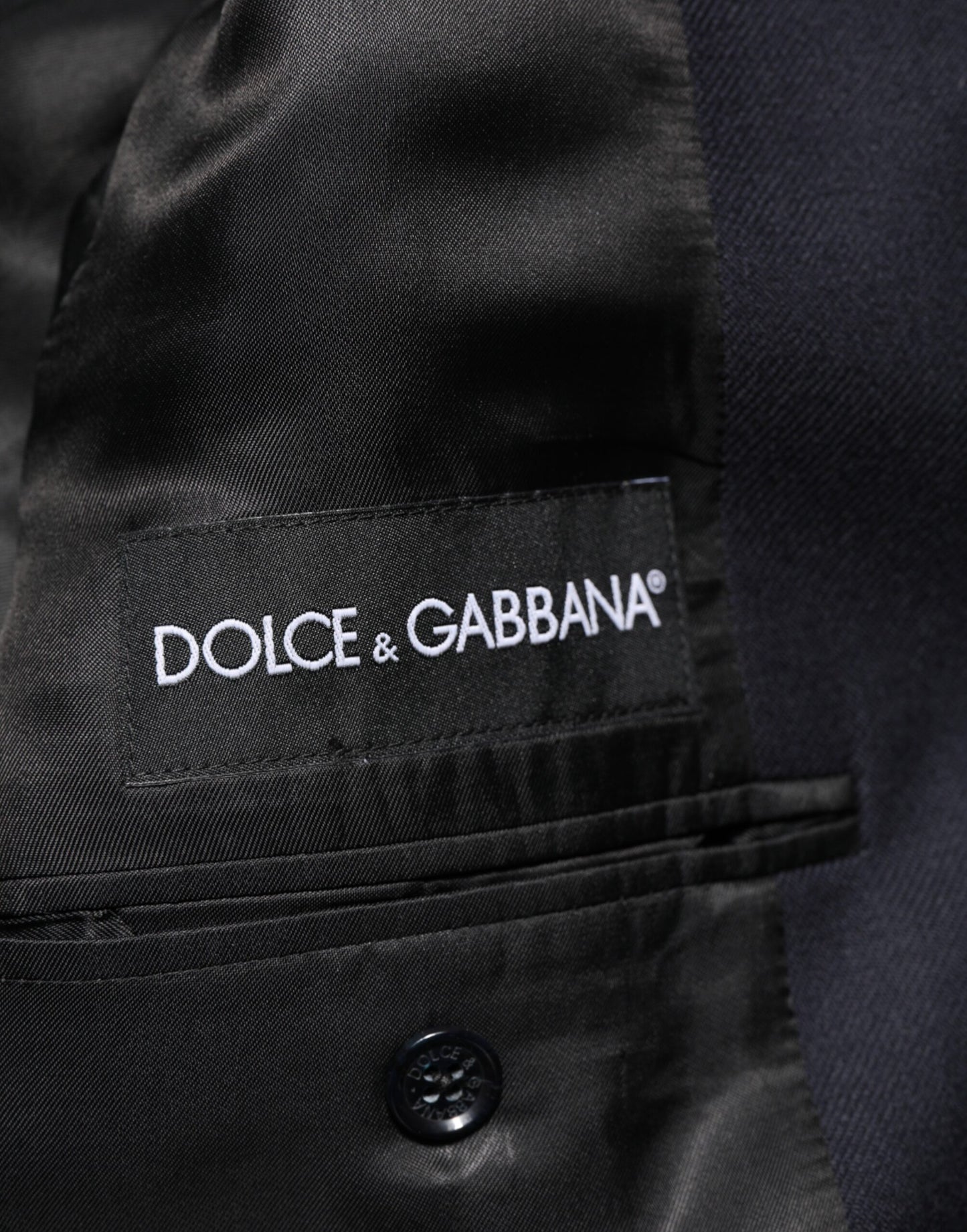 Dolce & Gabbana Dark Blue Wool Men Jacket Coat Blazer Suit