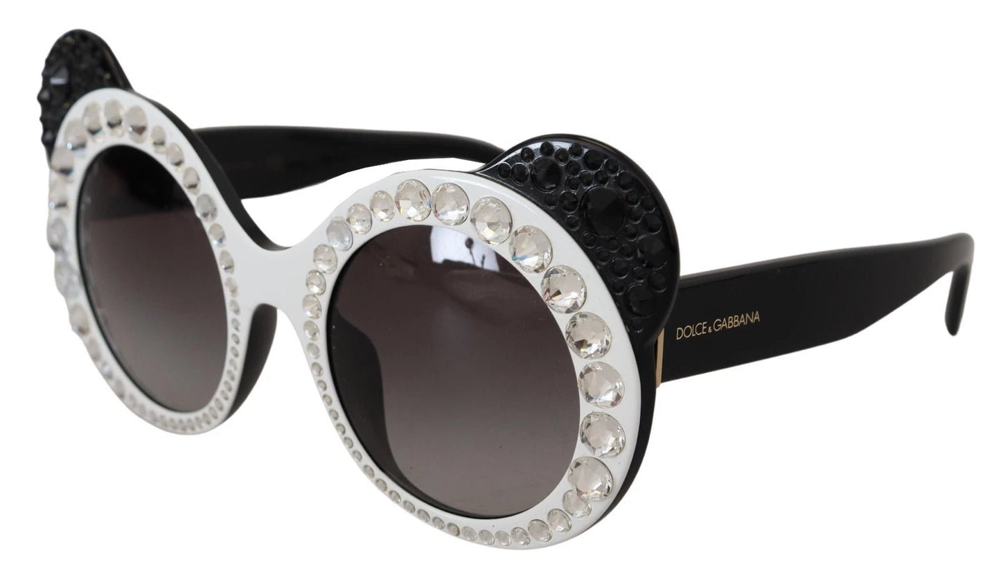 Dolce & Gabbana DG4325BM White Black Acetate Crystal Shades Sunglasses