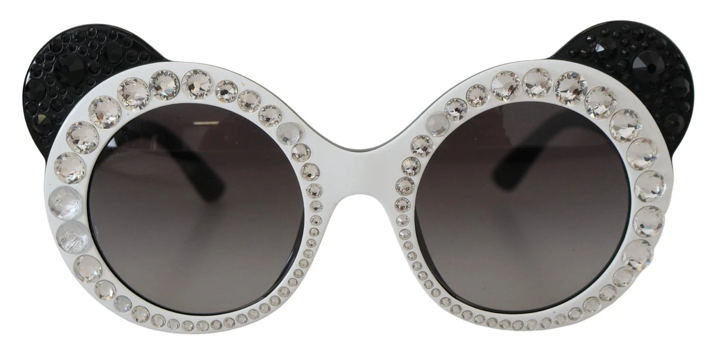 Dolce & Gabbana DG4325BM White Black Acetate Crystal Shades Sunglasses
