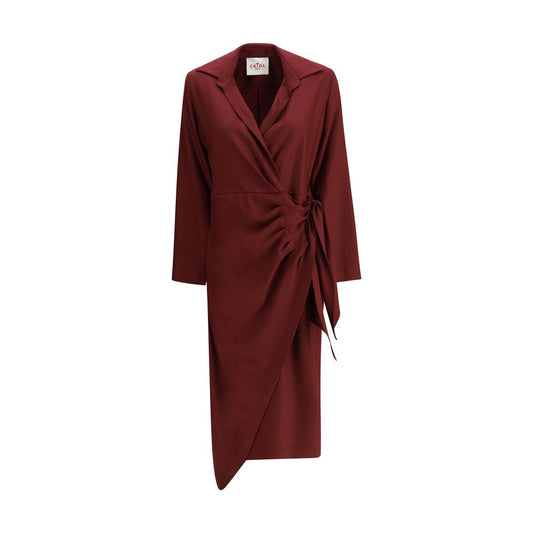 Crida Milano Bordeaux Silk Casual Dress