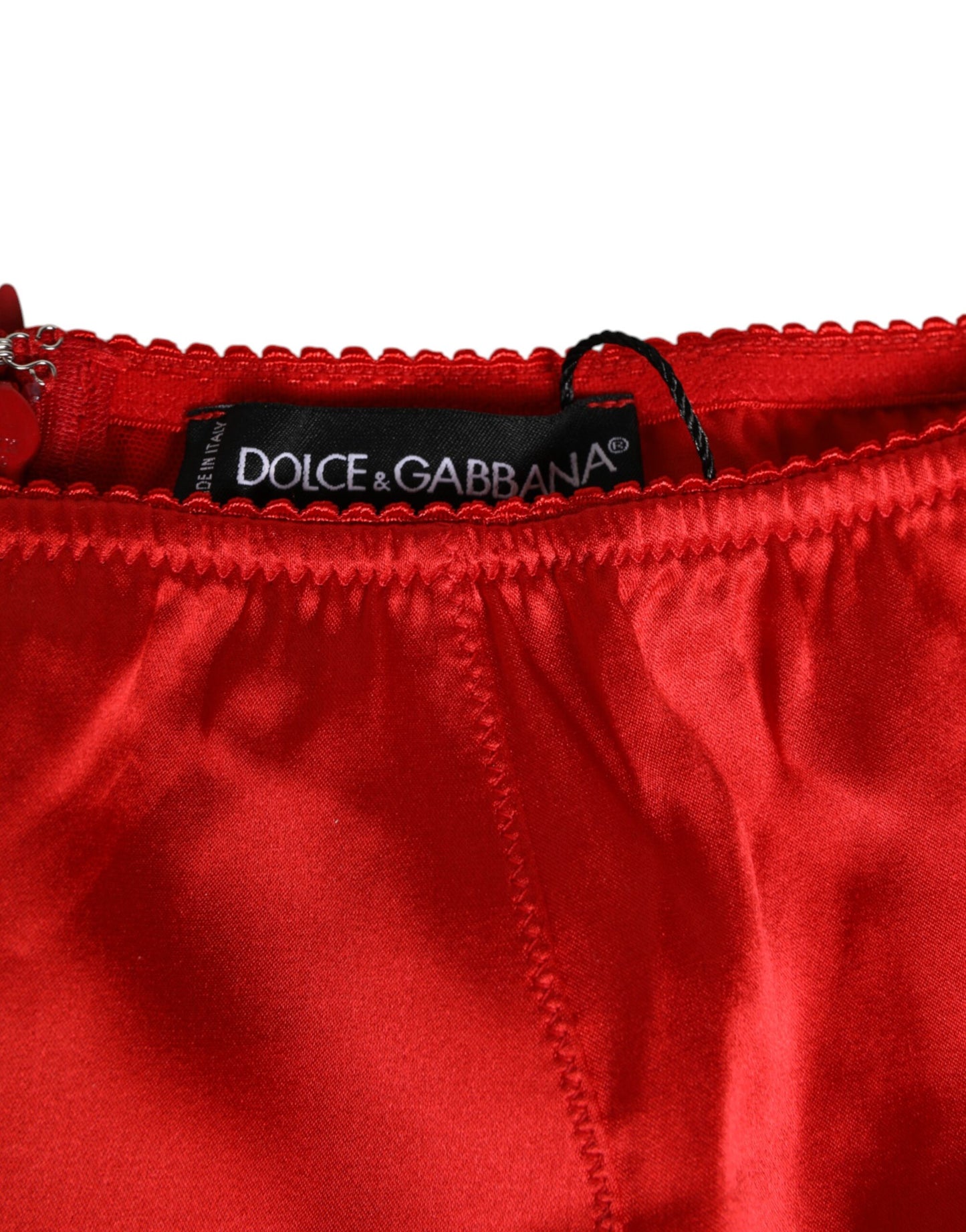 Dolce & Gabbana Red Silk Satin High-Waist Briefs Women Underwear