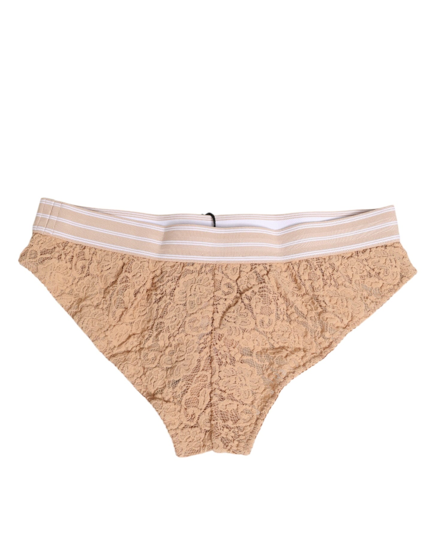 Dolce & Gabbana Beige Lace Brasiliano Briefs Logo Waistband Underwear