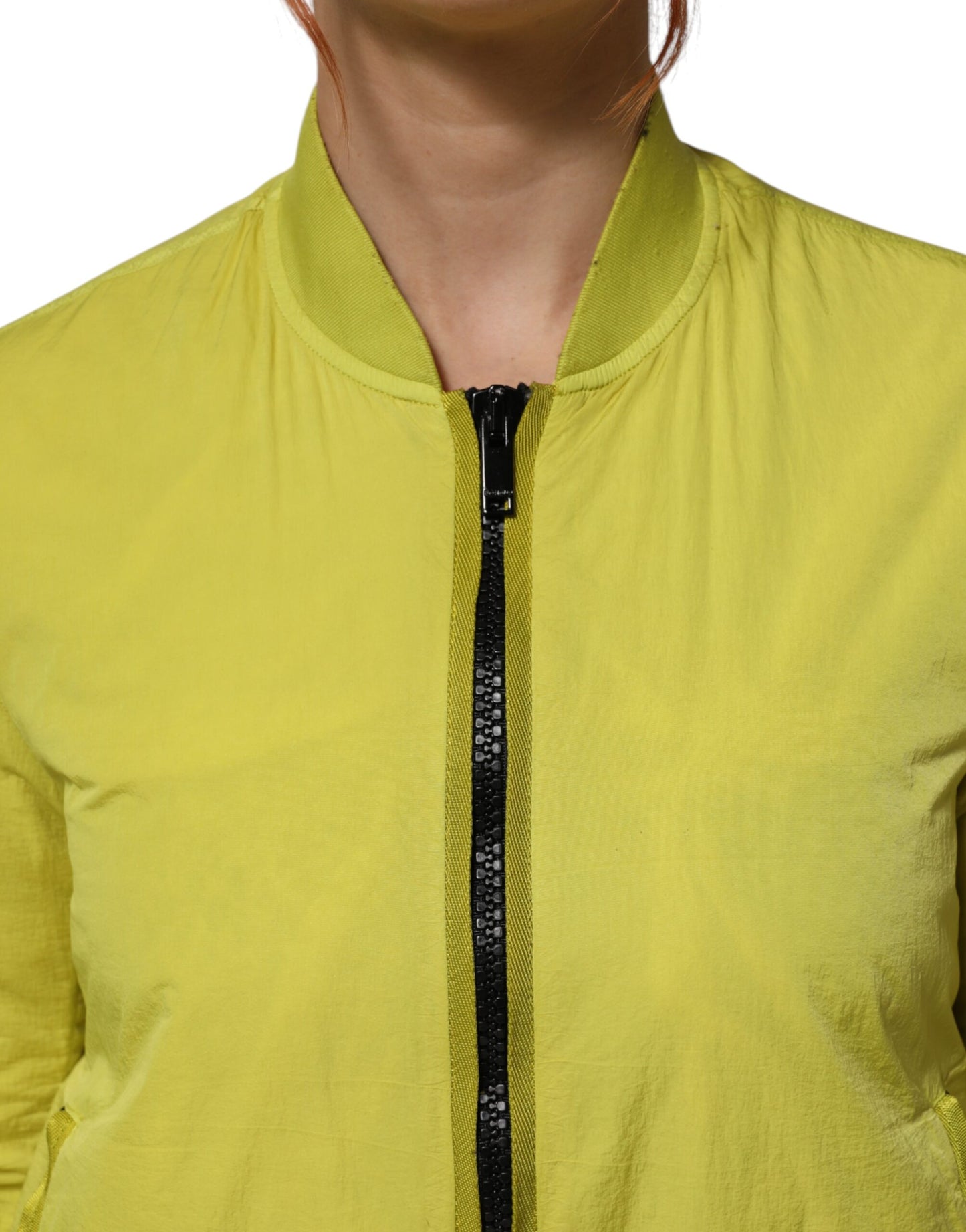 Dondup Yellow Polyamide Zipper Bomber Women’s Jacket