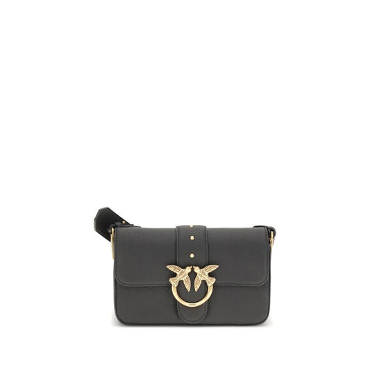 PINKO Black Calf Leather Bos Taurus Shoulder Bag