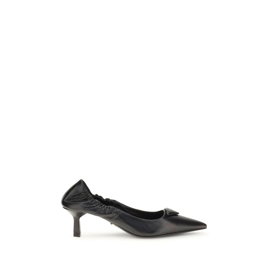 Prada Black Calf Leather Bos Taurus High Heel Pumps