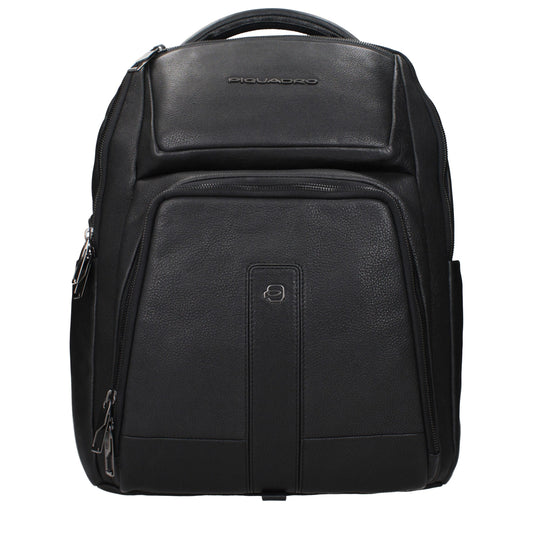 Piquadro Black Leather Backpack
