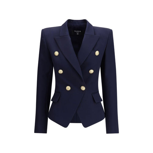 Balmain Blue Fleece Wool Blazer