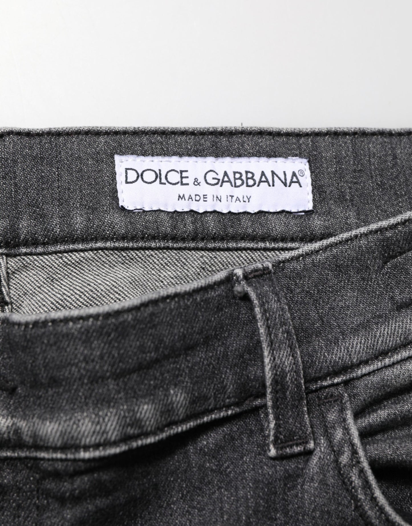 Dolce & Gabbana Black Gray Wash Slim Fit Straight Leg Denim Jeans