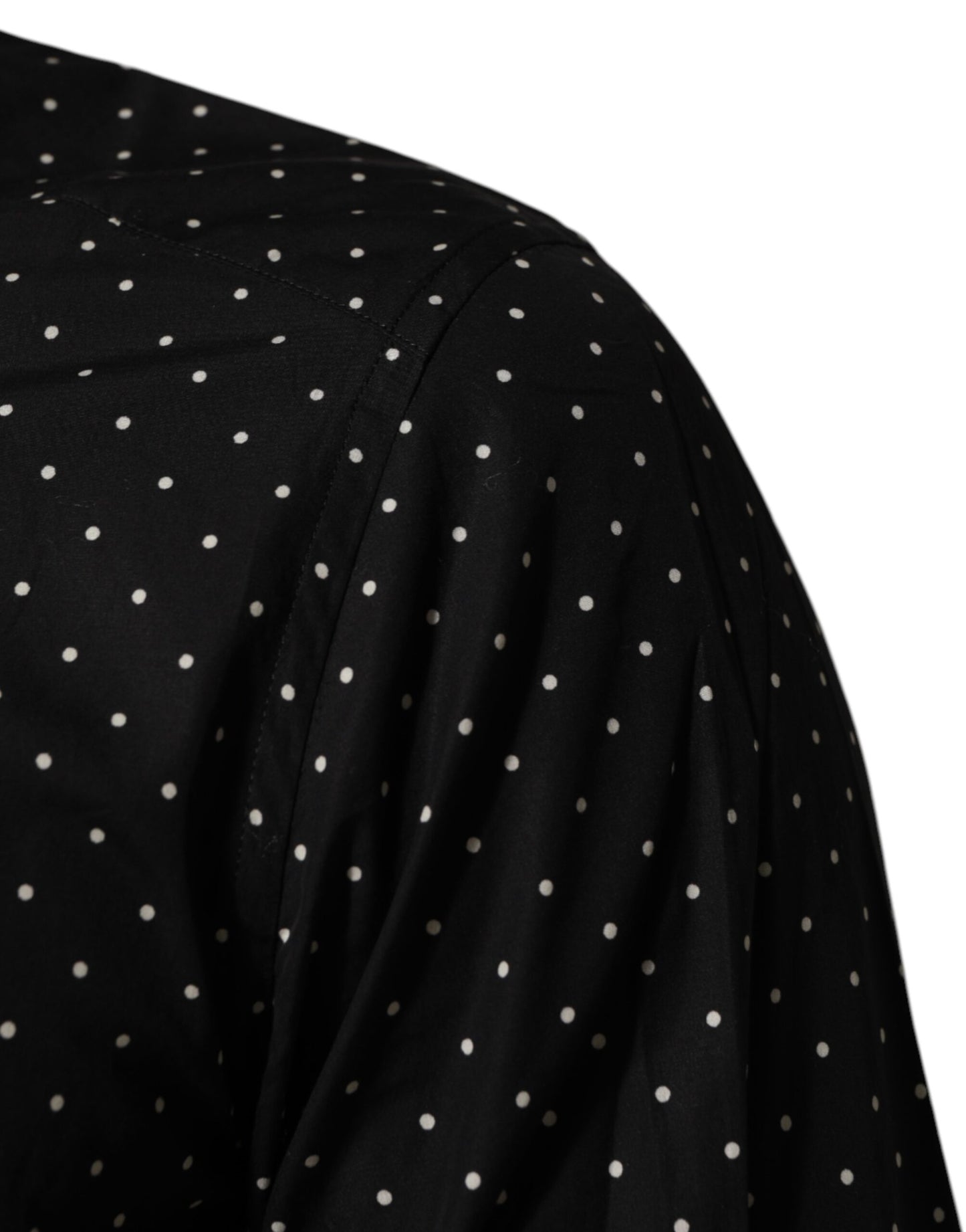 Dolce & Gabbana Black Polka Dot Cotton GOLD Men Formal Dress Shirt