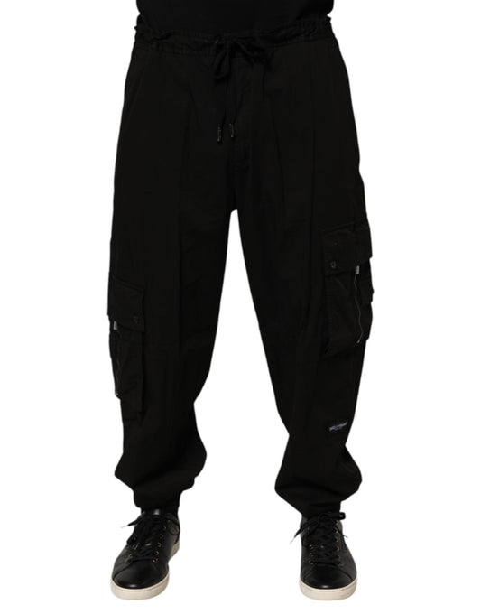 Dolce & Gabbana Black Cotton Cargo Jogger Sweatpants Pants