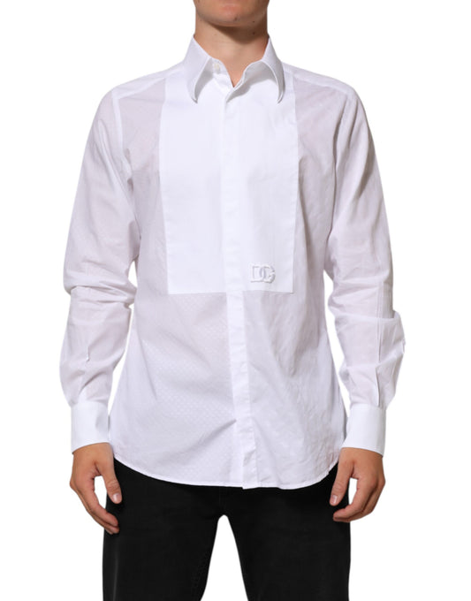 Dolce & Gabbana White Cotton MARTINI Bib Formal Dress Shirt