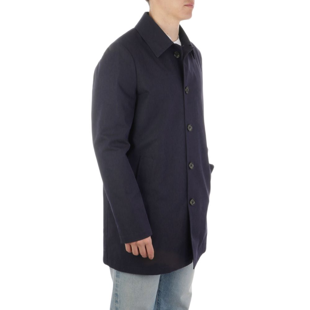 Aquascutum Blue Cotton Men's Trench Coat
