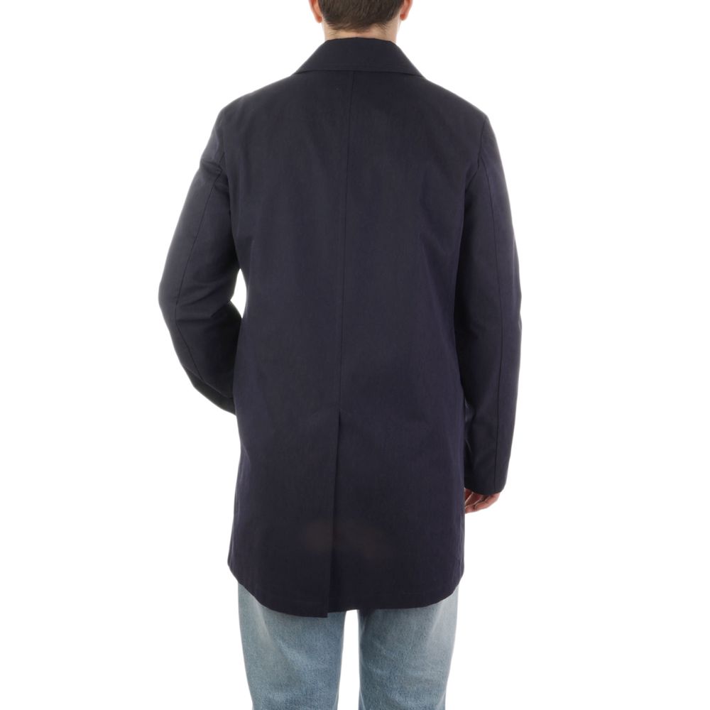 Aquascutum Blue Cotton Men's Trench Coat
